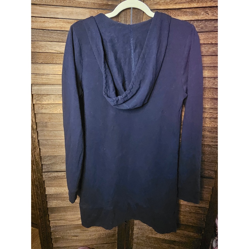 Newport News Hooded Sweatshirt Dress L Navy Blue Long Sleeve Cozy Season #893